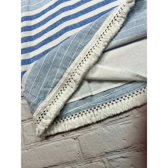 🔥SALE Vineyard Vines Dress Striped fringed Linen Cotton A-line shift sz 8 lined - Picture 4 of 7
